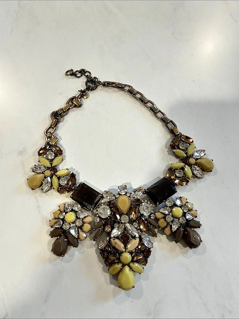 J.Crew Crystal Cluster Statement Necklace Gold & Gray